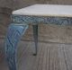 Vtg Industrial Cast Iron Blue Patio Garden Grapevine Side/end Table & Marble Top 1900-1950 photo 3