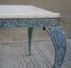 Vtg Industrial Cast Iron Blue Patio Garden Grapevine Side/end Table & Marble Top 1900-1950 photo 4