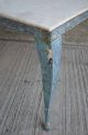 Vtg Industrial Cast Iron Blue Patio Garden Grapevine Side/end Table & Marble Top 1900-1950 photo 5