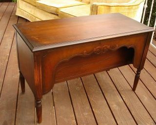 Antique Furniture Old Carved Walnut Veneer American Console Table photo