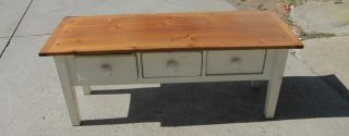 Vintage White Provincial French Style Coffee Table W 2 Way Sliding Drawers photo
