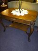 Antique Oak Table Library,  Desk Winged Griffins Lions Dovetailed Drawer Usa 1900-1950 photo 8