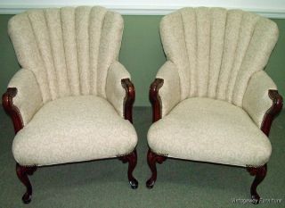 6060: Vintage French Channel Back Set 2 Chairs Hollywood Regency photo