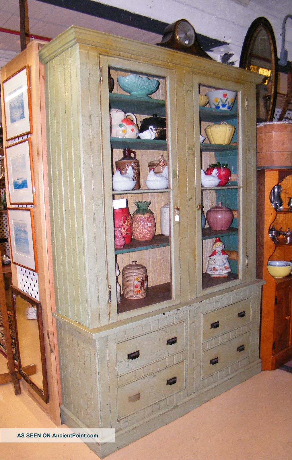 Antique Victorian Restored 1800 ' S Bead Board Butler ' S Pantry Cabinet Shabby Chic 1800-1899 photo