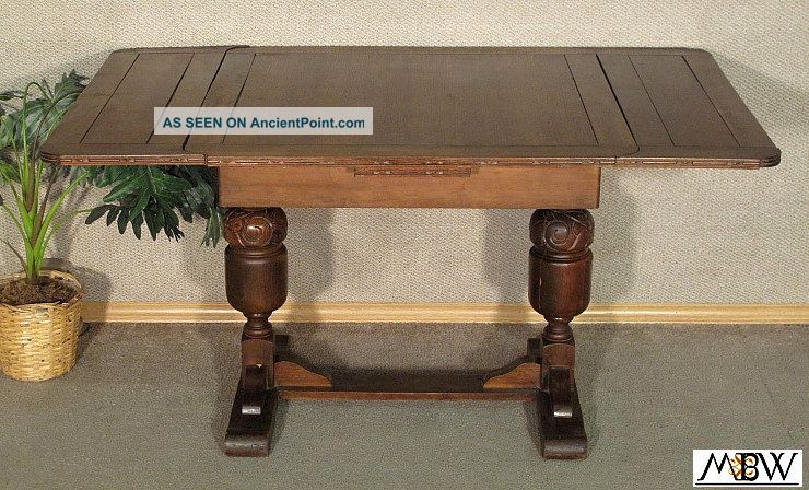 5ft Antique English Solid Oak Drawleaf Dining Pub Table W52a 1900-1950 photo