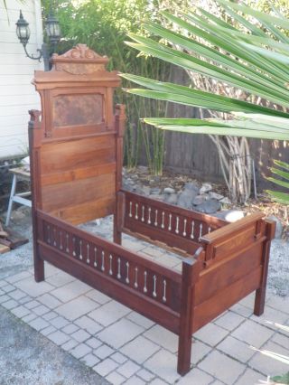 Antique Walnut Childs Bed Eastlake Style photo