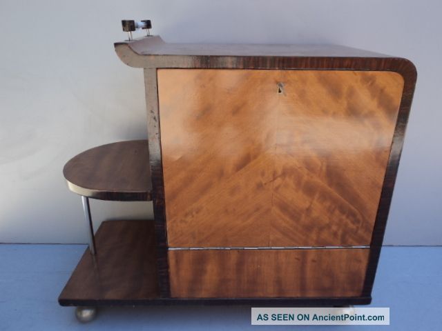 Elegant Art Deco Style Walnut ' S Root Bar Cabinet 08146 1900-1950 photo