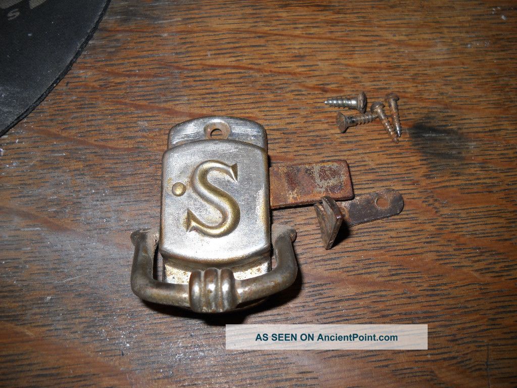 Vintage Sellers Cabinet Left Hand Latch,  Rare Find S Motif Sellers Nickel Latch 1900-1950 photo