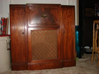 Vintage Firestone Floor Model Radio Cabinet Table Furniture Wood Antique Works photo