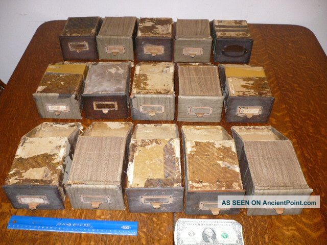 Lot 15 Antique Drawer Part,  Cardboard With Oak Fronts 1900-1950 photo