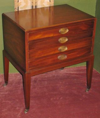 Vintage Rare Mahogany Hepplewhite Style Nesting Tables Set 4 Drawer Cabinet photo