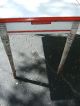 Antique Red White Porcelain Table With Turned Wood Legs Kithen Dining Retro 1900-1950 photo 4