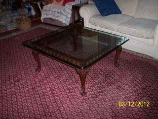Magagony Coffee Table Low Table With Beveled Glass Top photo