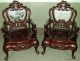 5652: Chinese Rosewood Set 2 Carved Arm Chairs Chairs photo 2