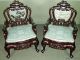 5652: Chinese Rosewood Set 2 Carved Arm Chairs Chairs photo 3