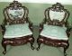 5652: Chinese Rosewood Set 2 Carved Arm Chairs Chairs photo 4