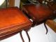 Vintage Hollywood Regency X Base Weiman Flame Mahogany Inlaid Leather Top Tables 1900-1950 photo 1