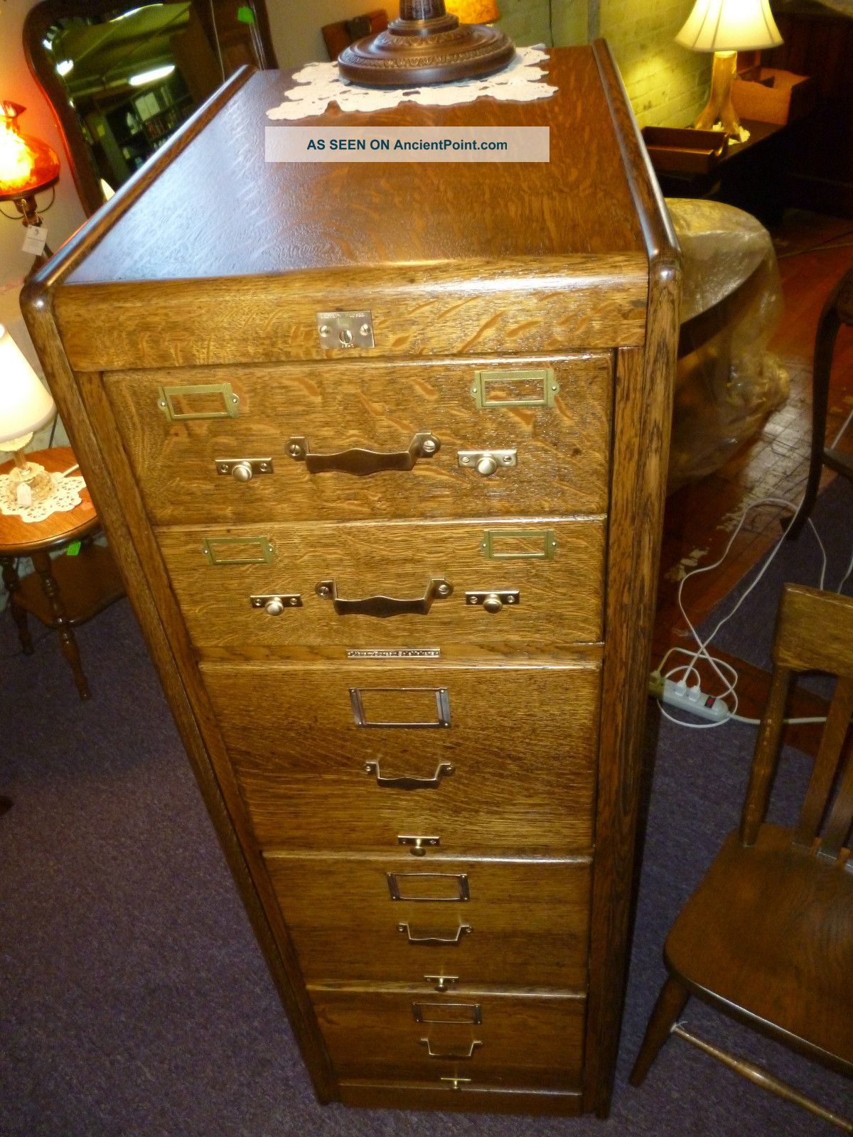 Antique Oak File Cabinet Industrial Library Bureau,  5 Drawer Refinished 1/4 Sawn 1900-1950 photo