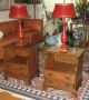 Pr Mid Century Colonial Style Night Stands 2 Drawer Solid Wood 1900-1950 photo 2