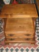 Pr Mid Century Colonial Style Night Stands 2 Drawer Solid Wood 1900-1950 photo 8