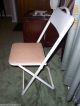 Vtg Metal Folding Chair Pink Cover Shabby 1900-1950 photo 2