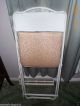 Vtg Metal Folding Chair Pink Cover Shabby 1900-1950 photo 3