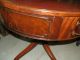 Mahogany Antique Drum Games Table With Leather Top 1900-1950 photo 3