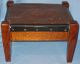Oak Mission Arts Crafts Style Bench Footstool Brown Leather Top 1900-1950 photo 1
