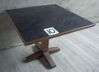 10 Vintage Inlayed Solid Oak Table W/original Finish photo