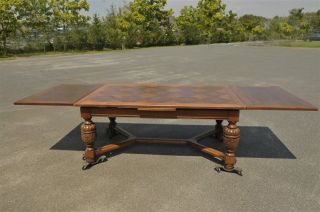 French Tudor Dining Table Opens To Over 10 Foot photo