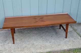 Pro Refinished Lane Long Coffee Table Mid Century Danish Modern Rosewood Inlay photo