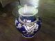 Huge Vintage 30 - Lb Ceramic Asian Chinese Table Vase W/ Glass Top - Blue White Gold 1900-1950 photo 1