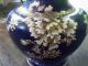 Huge Vintage 30 - Lb Ceramic Asian Chinese Table Vase W/ Glass Top - Blue White Gold 1900-1950 photo 3