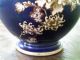 Huge Vintage 30 - Lb Ceramic Asian Chinese Table Vase W/ Glass Top - Blue White Gold 1900-1950 photo 4