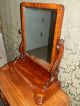 Best Antique Flame Mahogany Dresser Top Free Standing Mirror W/drawer 1900-1950 photo 4