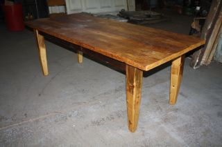 Reclaimed Antique Pine Farm Table With Taper Legs - 7 Ft photo