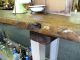 Industrial Style Table Vintage Antique Wood Top From 1800 ' S Bar Server Buffet 1900-1950 photo 2