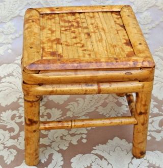 Antique Vintage Bamboo Japanese Stool Plant Stand Constructed With Wooden Pegs photo