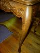 Antique Oak Table Stand Parlor Table Ornate Carving Quartersawn Made In Usa 1900-1950 photo 2