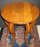 Vintage Solid Oak Round Plant Stand Lamp Table Display Stool Six Shaped Legs 1900-1950 photo 2