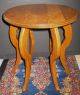 Vintage Solid Oak Round Plant Stand Lamp Table Display Stool Six Shaped Legs 1900-1950 photo 4