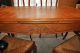Antique French Country Dining Room Oak Parquet Table And 6 Chairs Rush Seats 1900-1950 photo 4