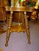 Antique Oak Table Stand Solid 1/4 Sawn Oak Parlor,  Lamp Table Refinished Usa 1900-1950 photo 7