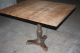 Reclaimed Antique Oak Cafe Or Dining Table With Antique Cast Iron Base 1900-1950 photo 1