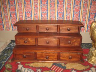 Vintage Antique Hand Made Craftsman Miniature Chest On Chest 9 Drawers photo