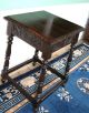 Stamped English Antique Carved Black Side Table.  Made From Oak. 1900-1950 photo 1