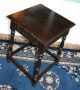 Stamped English Antique Carved Black Side Table.  Made From Oak. 1900-1950 photo 2