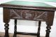 Stamped English Antique Carved Black Side Table.  Made From Oak. 1900-1950 photo 3
