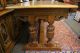 Antique Library Trestle Table Solid Oak Hand Carved Hayden New York Scroll Ships 1900-1950 photo 1