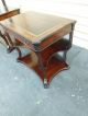 50528 Pair Antique Mahogany 3 Tier Leather Top Tables 1900-1950 photo 9